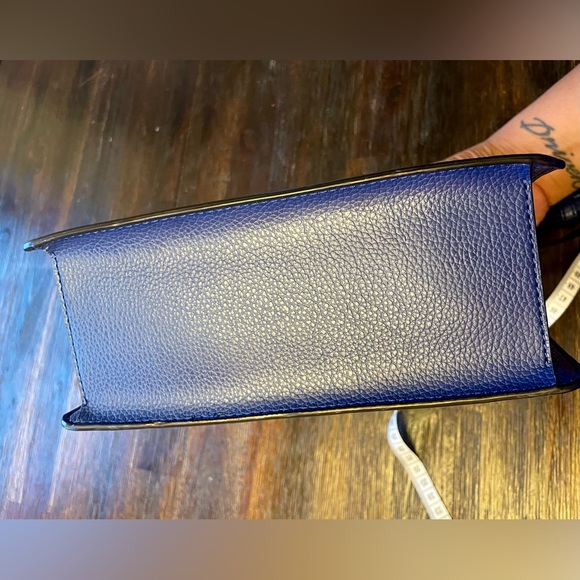 DKNY Whitney Leather Satchel Bag North South Royal Blue Small - Picture 4 of 8